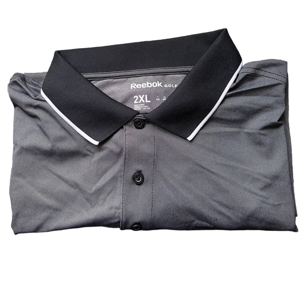 🇺🇸 Reebok Golf Dry Quick Button Polo, Black, Men’s Plus Size XXL NWT - Picture 2 of 4